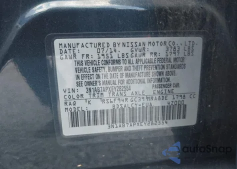 2014 Nissan Sentra S from USA, damaged, VIN 3N1AB7APXEY282554